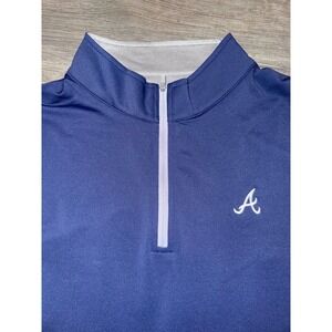 Peter Millar Atlanta Braves Mens XXL Navy Blue Quarter Zip Performance Pullover
